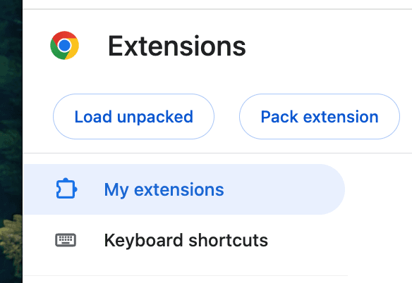 Load Unpacked button